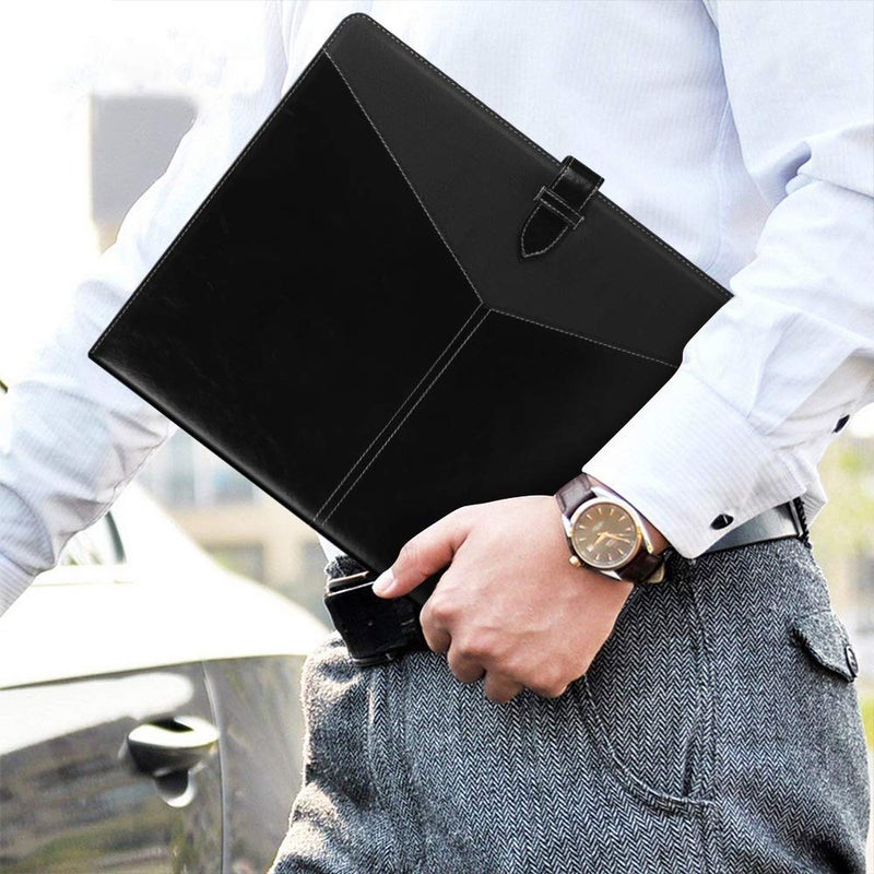 Toplive Padfolio 3 Ring Binder Organizer Business Portfolio Folder for Women, A4/ Letter Size PU Leather Professional Portfolio Padfolio for Interview Conference Presentation, Black - Image 2